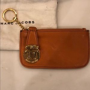Marc Jacobs card holder key chain orange zip